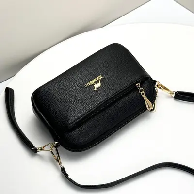 Women's Soft Leather Crossbody Bag Multi-Layer Mom Bag - 3