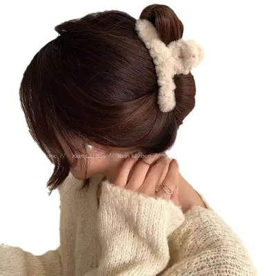 Plüsch-Haarspange hochwertiger koreanischer Stil große 12 cm Haarspange für die Rückseite des Kopfes Haiclip faule Haarspange - 6