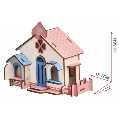 Ahşap 3D Stereo Puzzle Küçük Ev, Çocuklar için El Yapımı DIY Montaj - 10