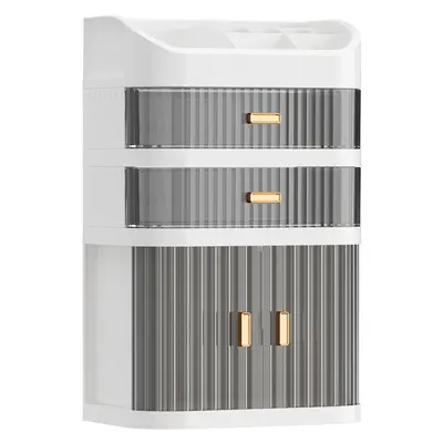 Cosmetics storage box with sliding drawer, multi-layer, large capacity