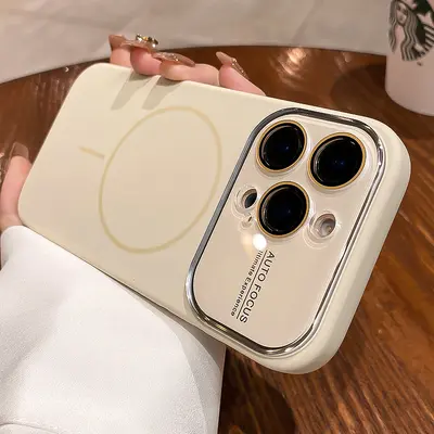 Büyük Pencereli iPhone 16 Pro Max Uyumlu Sıvı Silikon Manyetik Telefon Kılıfı - 10