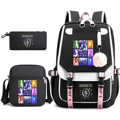 Katseye baskılı sırt çantası, üçlü set, ortaokul öğrencileri için - 8