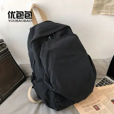 Niche Canvas School Bag New Large Capacity Middle School University Student Backpack Women Shoulder Bag Simple Retro Travel Backpack - 9
