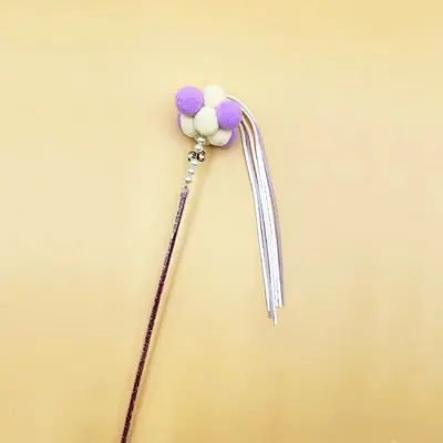 Fairy Cat Teaser Wand with Bell and Feather, Long Handle, Chew-Resistant - 9