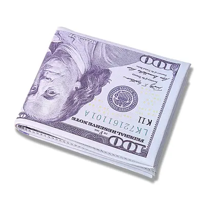Men's Short Zipper PU Leather Wallet, Banknote Pattern, Folding - 6