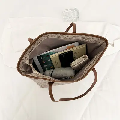 Damen-Tote-Bag mit großem Fassungsvermögen, schlichte Pendler-Schultertasche