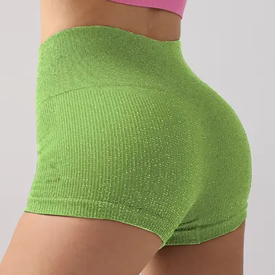 Шорты для йоги Silver Silk с высокой талией и контролем живота, укороченные фитнес-шорты для женщин с эффектом «персиковых ягодиц», подтягивающие ягодицы, спортивные шорты без видимых швов под одеждой - 10
