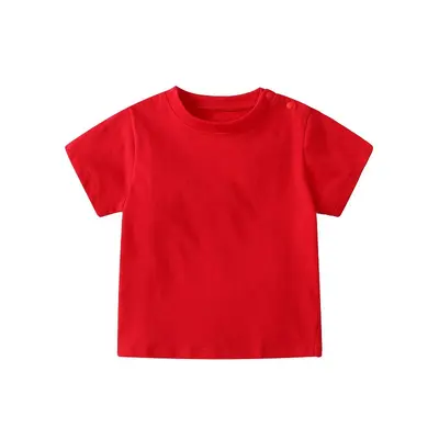 Baby-Kurzarmshirt, Rundhals, Schulterknöpfe, Baumwolle, einfarbig - 7