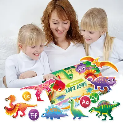 Dinozor temalı meşgul kitabı çocuk okul öncesi öğrenme oyuncağı sessiz kitabı