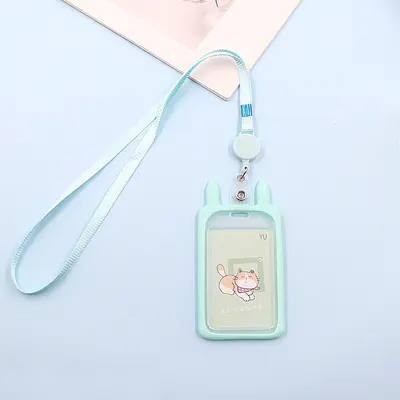 Retractable cat design student card holder with lanyard - 12