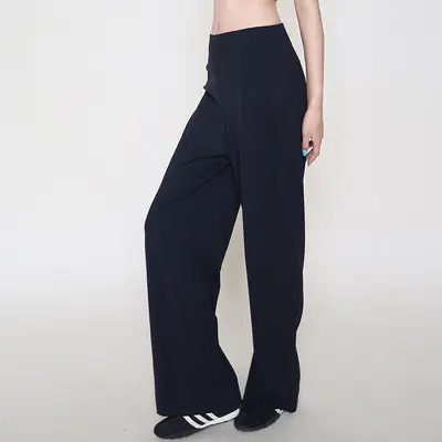 Kadın Yüksek Bel Gevşek Paça Yoga ve Koşu Pantolonu, Çıplak Hissi Kumaş - 13