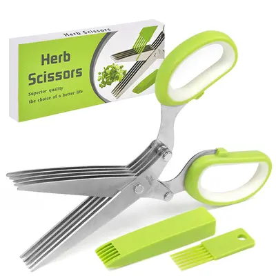 Five-Layer Stainless Steel Green Onion Scissors, Vegetable and Herb Scissors - 11