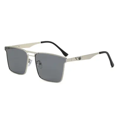 Double-Bridge Metal Square Polarized Sunglasses for Men, Driving - 9