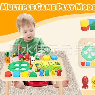 7 in 1 Wooden Montessori Toys for 1-Year-Old Boys and Girls Toddler Sensory Toys Wooden Factory Activity Board