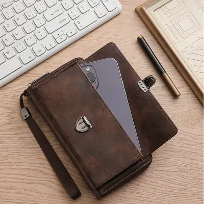 Men's Long Wallet, Casual, Large Capacity, Phone Compartment - 3