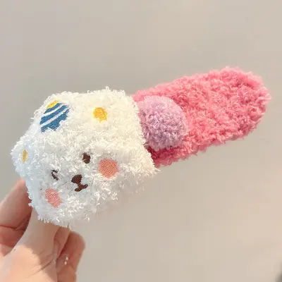 Süßer vielseitiger flauschiger Pudding-Bär niedlicher Katzen-Enten-Clip große Haarspange Haarschmuck 2025 Neu hinten am Kopf - 8