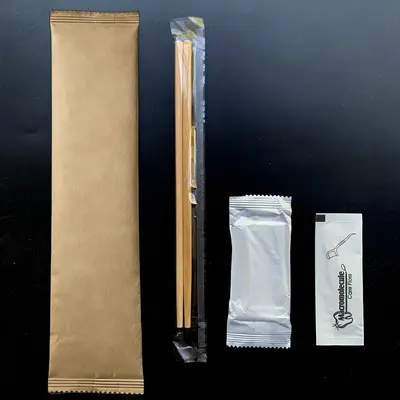 一次性筷子湿巾牙线手套四件套组合餐厅外卖餐具加粗21CM独立包装 - 9