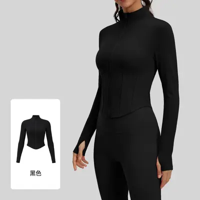Women's Yoga Jacket, Stand-Collar Long-Sleeve, Running and Pilates Sports Top - 9