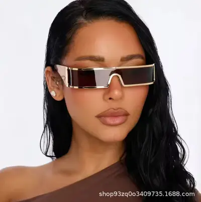 Oversized Metal Sunglasses, UV Protection, Outdoor