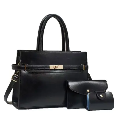 Dreiteiliges Handtaschen-Set mit Formstruktur, schlichter Damenstil - 5