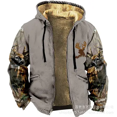 Men's and Women's Fleece-Lined Thickened Winter Cotton-Padded Jacket