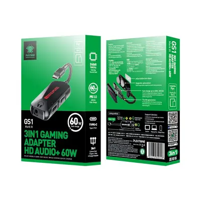 PLEXTONE Puxue GS1 USB-C Konverter Type-C Schnellladung 60W 3-in-1 Gaming Sound Card