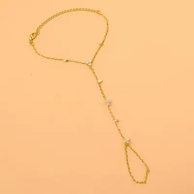 Kristall-Handrücken-Kettenarmband, geometrisch, Partyschmuck