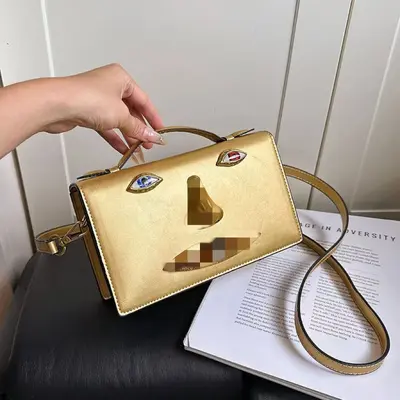 Women's Silver Patent Leather Small Square Handbag with Shoulder Strap - 5