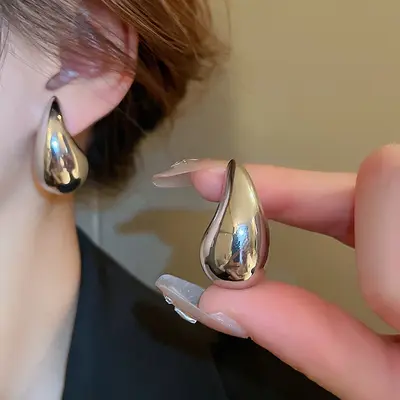 Gümüş iğne gümüş renk minimalist püskül küpe moda ağır metal tarzı küpe niş basit tasarım küpe - 10