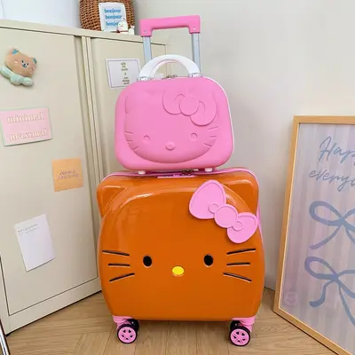 Cute Cat Print Large Capacity Trolley Case, Lightweight and Silent Wheels - 4