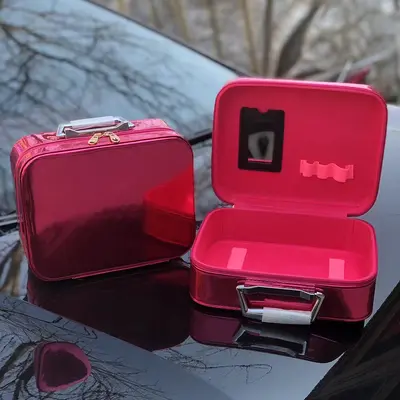 PU Glossy Leather Cosmetic Bag, Hard Shell Storage Box - 13