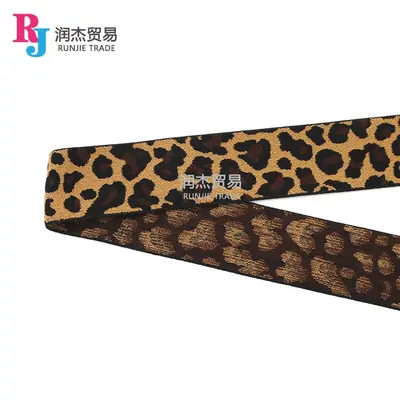Elastisches Band mit Leopardenmuster, Jacquard, Imitations-Nylon, 1 cm–6 cm, fertiges elastisches Oberschenkel-Schwarzstrumpfband, Gummiband, Kopfband, Hosengürtel