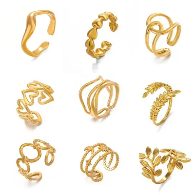 European and American popular stainless steel love open ring women's stylish hip-hop line cross heart-shaped titanium steel ring wholesale