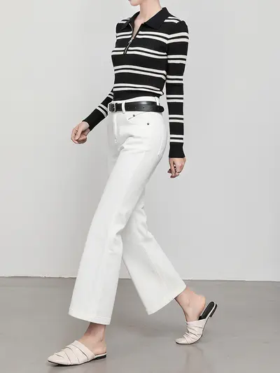 Damenjeans mit hoher Taille, Vierwege-Stretch, Schlagbein, Modell 8269