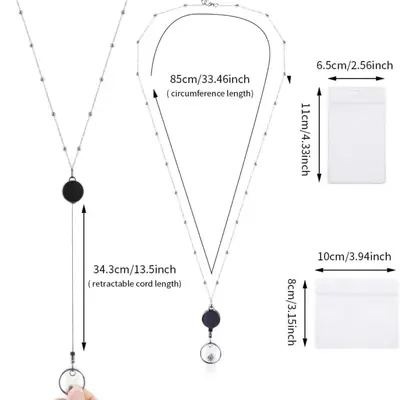 Manufacturer's Cross-Border Best-Selling Fashion Retractable Lanyard Retractable Ball Bead Necklace Sweater Chain Retractable Keychain
