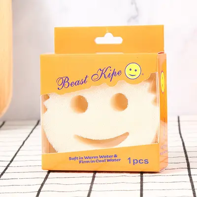 Smiley Face Sponge, Loofah-Style Kitchen Dishwashing Scrubber - 7