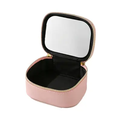 LED Mirror Mini Travel Makeup Bag, Waterproof PU Leather - 12