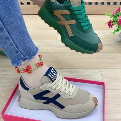 Büyük Beden Kadın Kalın Tabanlı Forrest Gump Tarzı Spor Ayakkabı
