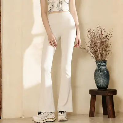 Yoga seti, yaz, T-shirt, yüksek bel, flare pantolon - 12