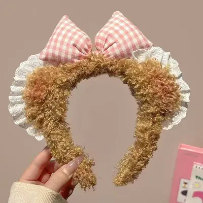 Peluş karikatür saç bandı, panda figürlü, kaymaz - 9