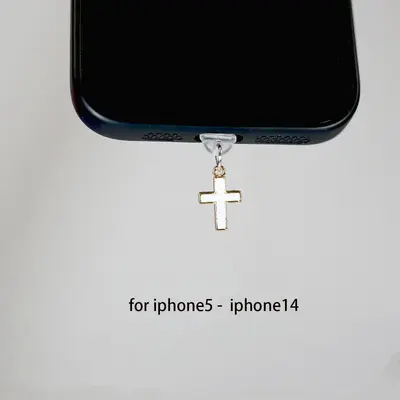 Cep Telefonu Toz Fişi Çapraz Siyah Cep Telefonu Toz Fişi Kulaklık Deliği Toz Fişi DIY Kolye Aksesuarları - 9