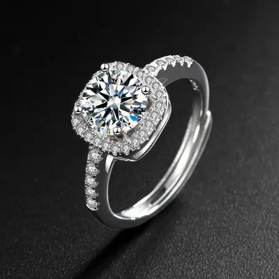Grenzüberschreitender Bestseller Moissanit Halskette und Ring für Frauen, 1 Karat Ohrringe, Fingerring, Schlüsselbeinkettte, TikTok Live-Versorgung. - 9