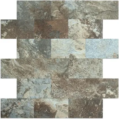 Thick PVC Self-Adhesive Wall Tile, Stone Look, 30x30 cm, Light Brown