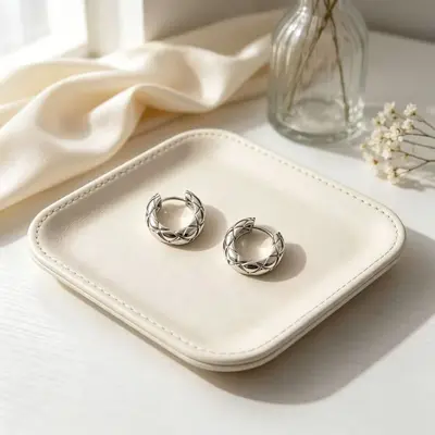 S925 Sterling Silver Diamond Pattern Earrings Women