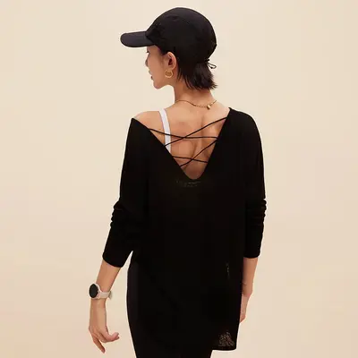 防晒罩衫女秋季新款慵懒风健身瑜伽服套装宽松显瘦长袖运动上衣t - 7