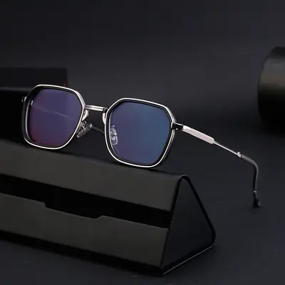 Men's Sunglasses, UV Protection, Square Frame, Minimalist Design - 4