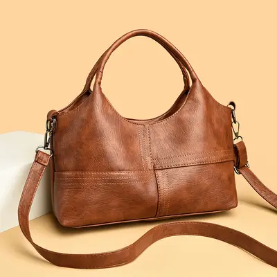 Soft Leather Women's Handbag, Lightweight Large Capacity Crossbody - 2