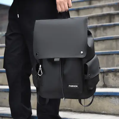 Men's Waterproof Biker Style Flip-Top Laptop Backpack - 3