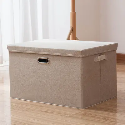 Foldable fabric clothing storage box with lid and drawers - 13