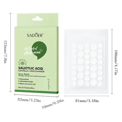 Полный английский пластырь от акне SADOER Teen Salicylic Acid Centella Acne Patch Fades Acne Marks Whiteheads Blackheads Cross-border